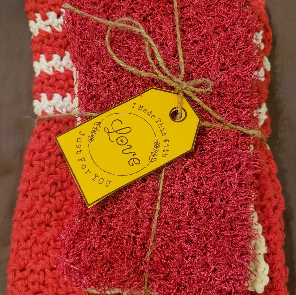 Handmade Bundle Crochet Kitchen Towel Set of 3